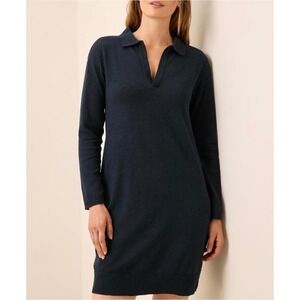 Pact Navy Polo Collar‎ Sweater Dress Long Sleeve Casual Comfort Women's XL Knit